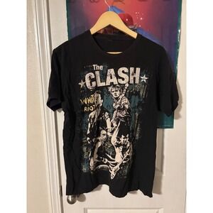 The Clash White Riot Band T Shirt Men Black Graphic Tee y2k